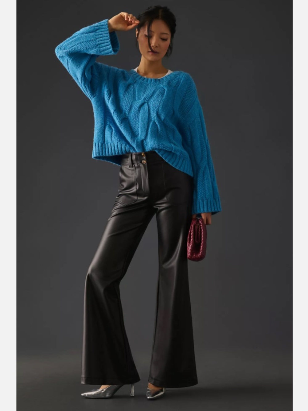 ANTHROPOLOGIE THE NAOMI THE WIDE-LEG FLARE PANTS BY MAEVE: FAUX LEATHER EDITION